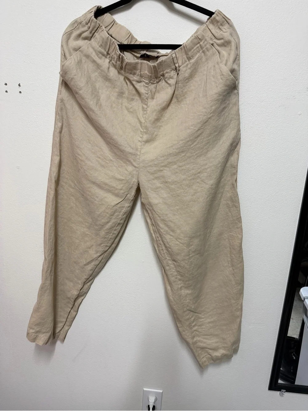 Quince women's Linen pull on Trousers in Beige Tan tones